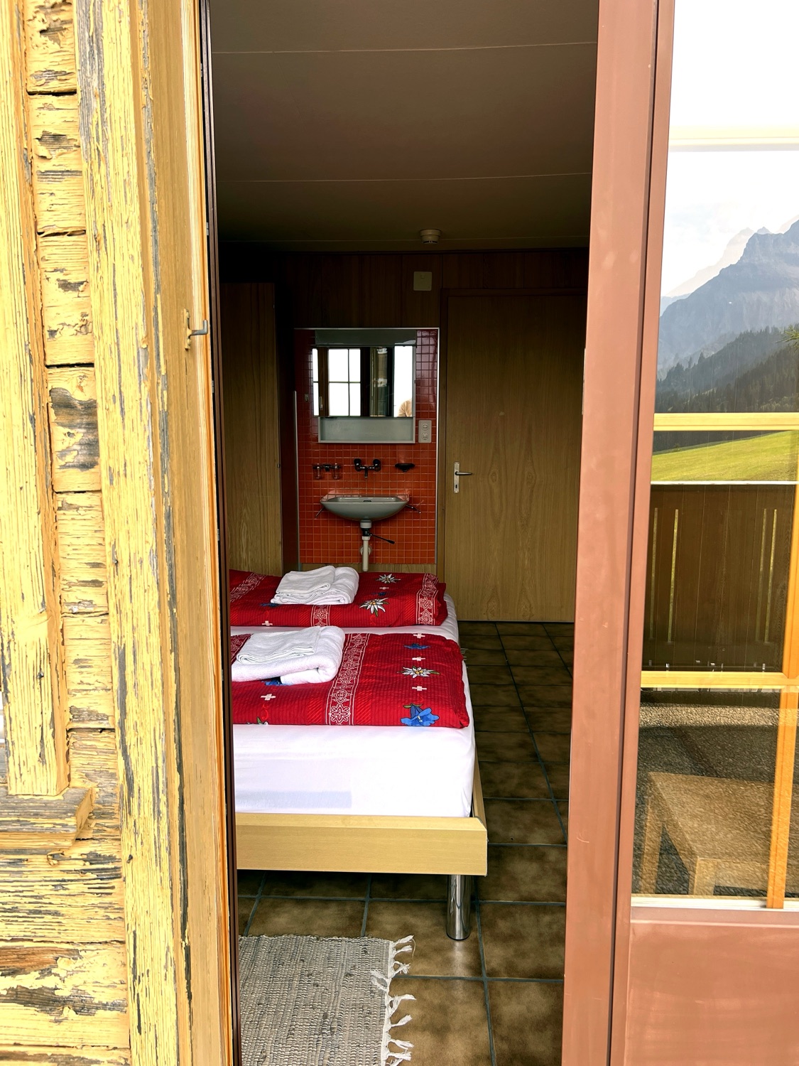 View into the hotel room from the door